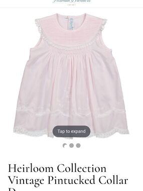 Feltman Brothers Heirloom Collection Pink Pintucked Collar Baby Dress. Size 6m